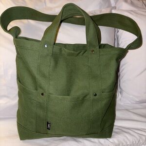 Olive Green Canvas Tote Bag